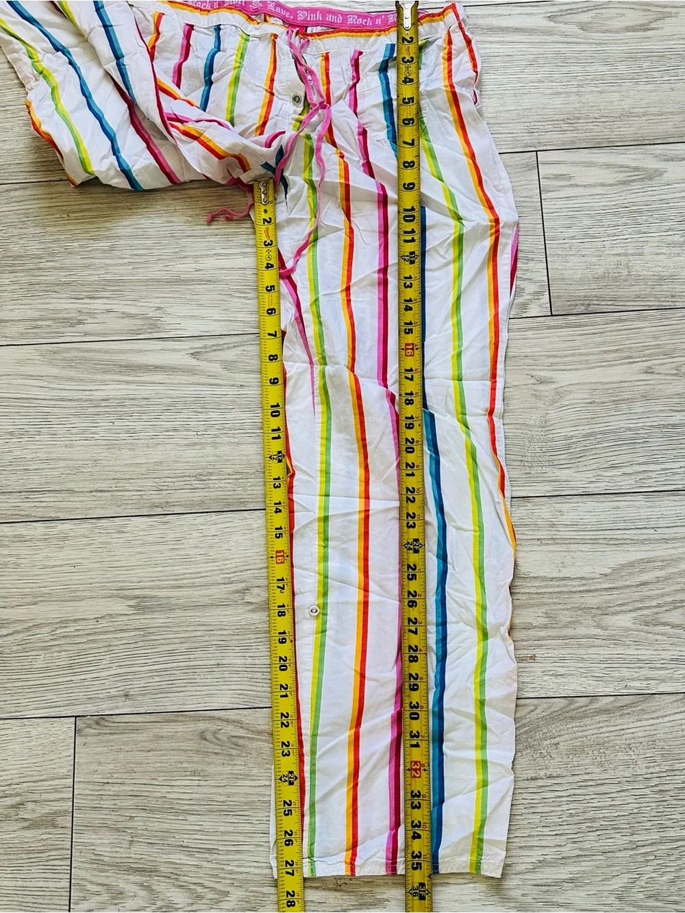 PINK Victoria's Secret Girls' White Multicolor Vertical Stripe Pajama Pants